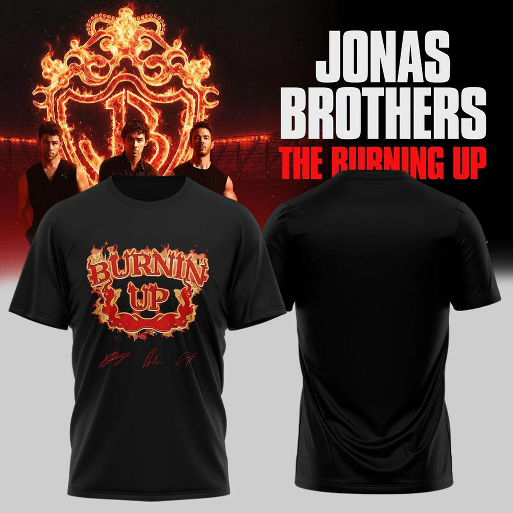 Jonas Brothers The Burning Up Tour All Over Again 2026 T-Shirt Black Jonas Brothers Merch - Kdjoy