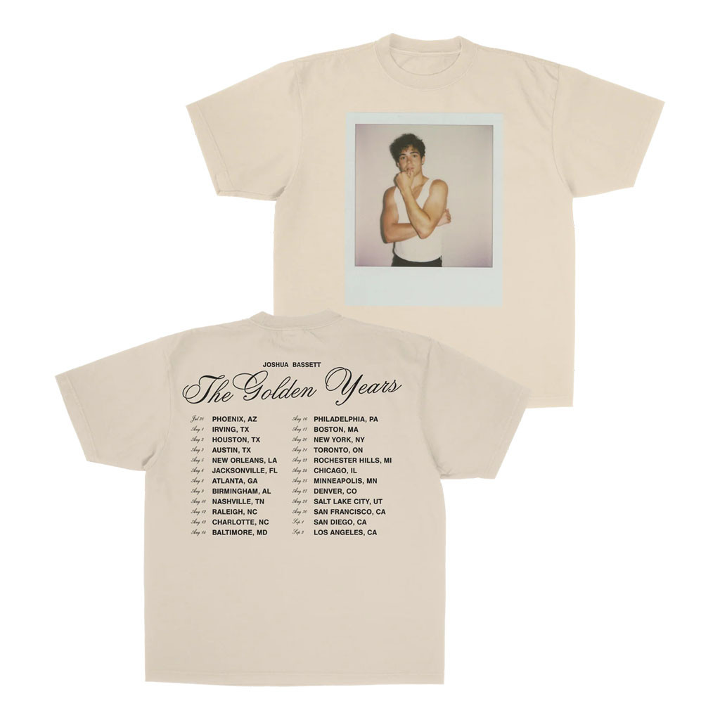 Joshua Bassett Merch 2026 Polaroid Photo Tour T-Shirt The Golden Years Tour Dates Tee Fan Gifts - Kdjoy