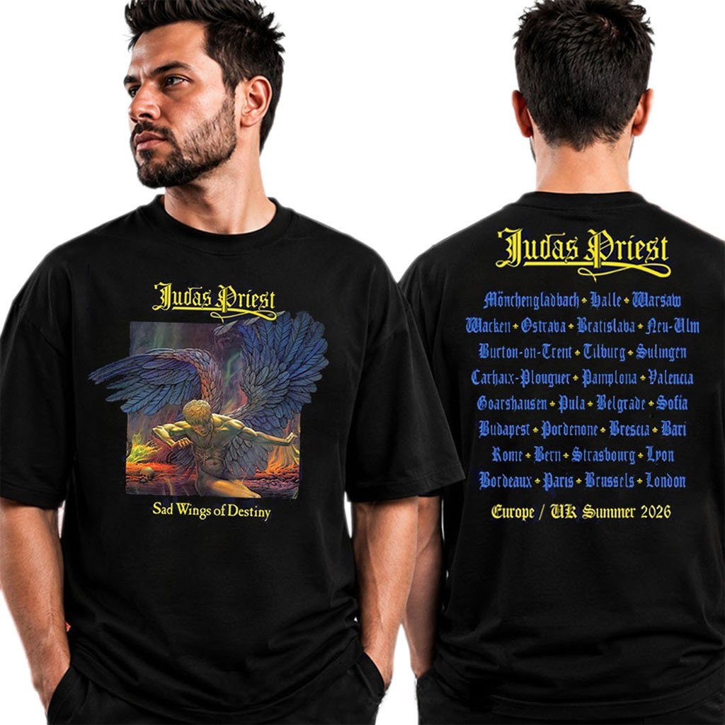 Judas Priest Merch Faithkeepers European UK Summer Tour 2026 Sad Wings Of Destiny Itin T-Shirt - Kdjoy Judas Priest Merch Faithkeepers European UK Summer Tour 2026 Sad Wings Of Destiny Itin T-Shirt - Kdjoy