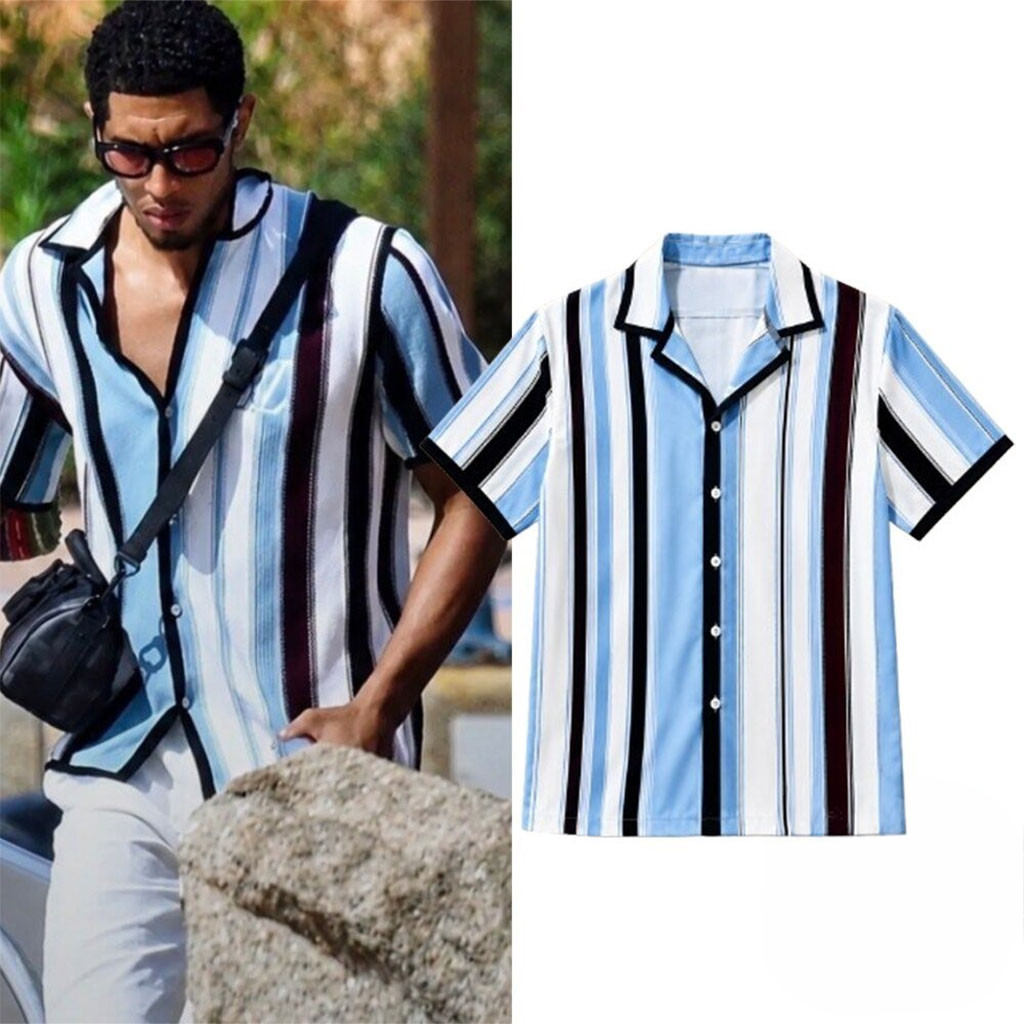 Jude Bellingham Blue Striped Hawaiian Shirt Jude Bellingham England WC Merch Gift For Husband - Kdjoy