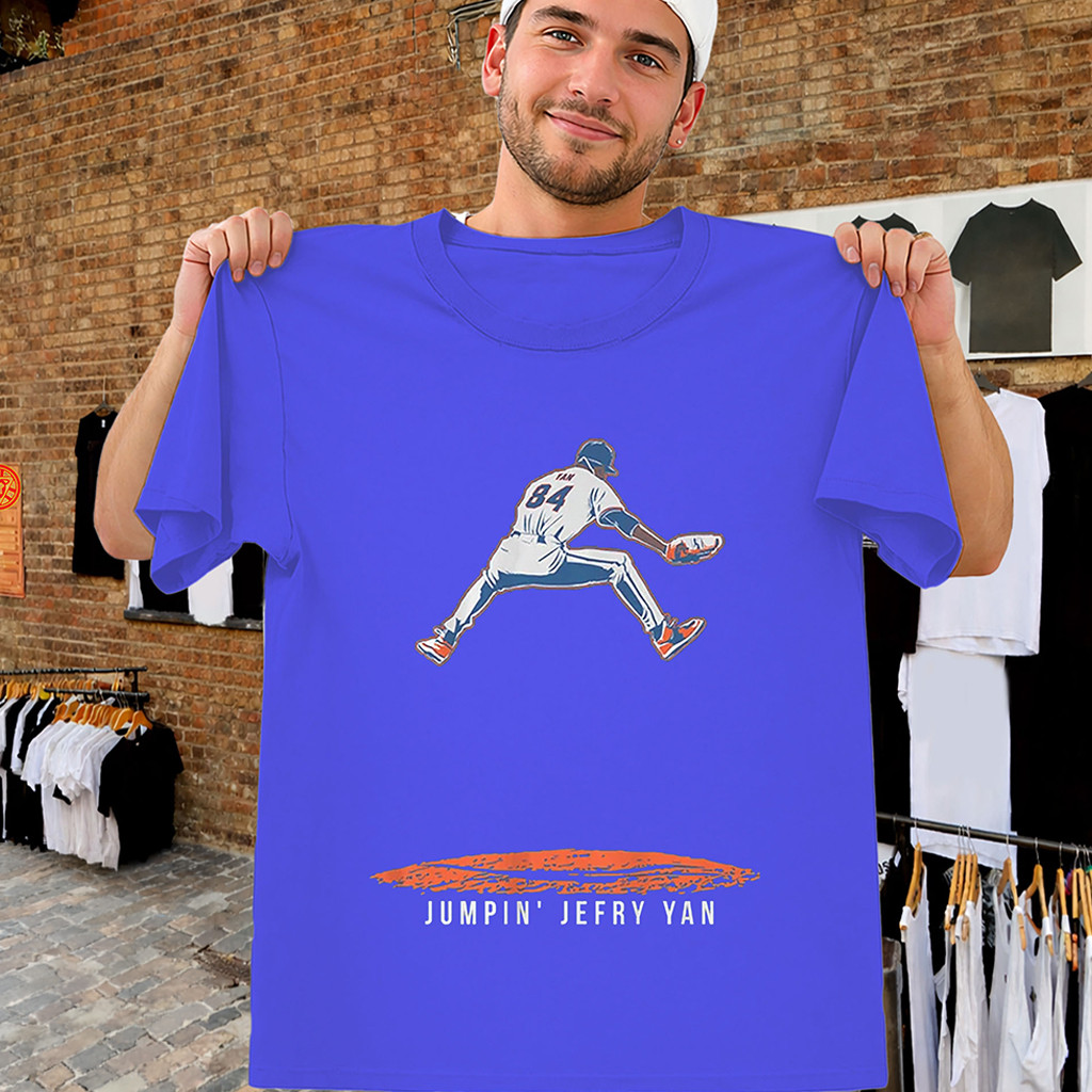 Jumpin' Jefry Yan Shirt Flying Mets Pitcher Celebration Tee NY Mets Merch Cool Baseball Gifts - Kdjoy Jumpin' Jefry Yan Shirt Flying Mets Pitcher Celebration Tee NY Mets Merch Cool Baseball Gifts - Kdjoy
