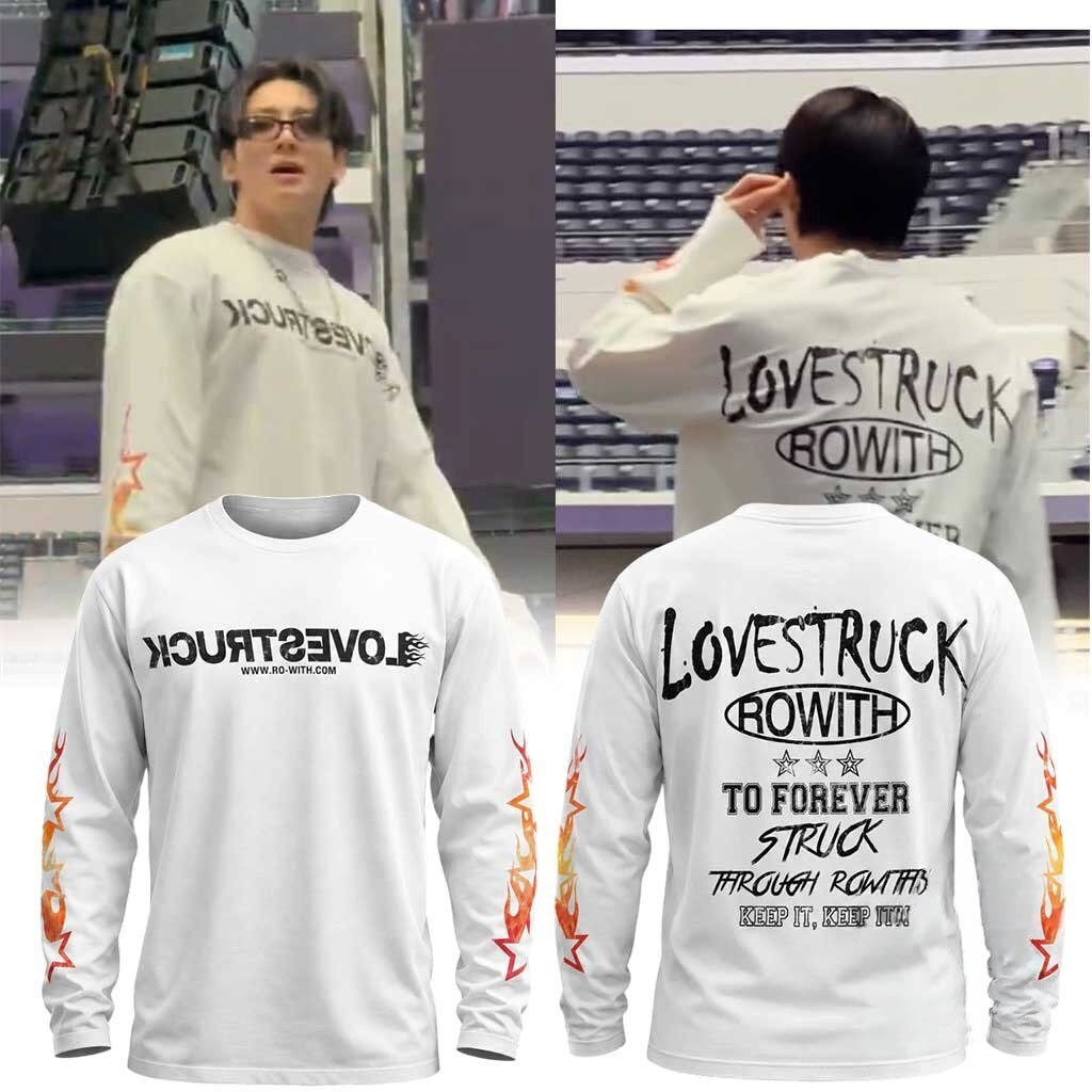 Jungkook BTS Rowith Lovestruck Flame White Long Sleeve Shirt BTS Merch 2026 Army Gifts - Kdjoy