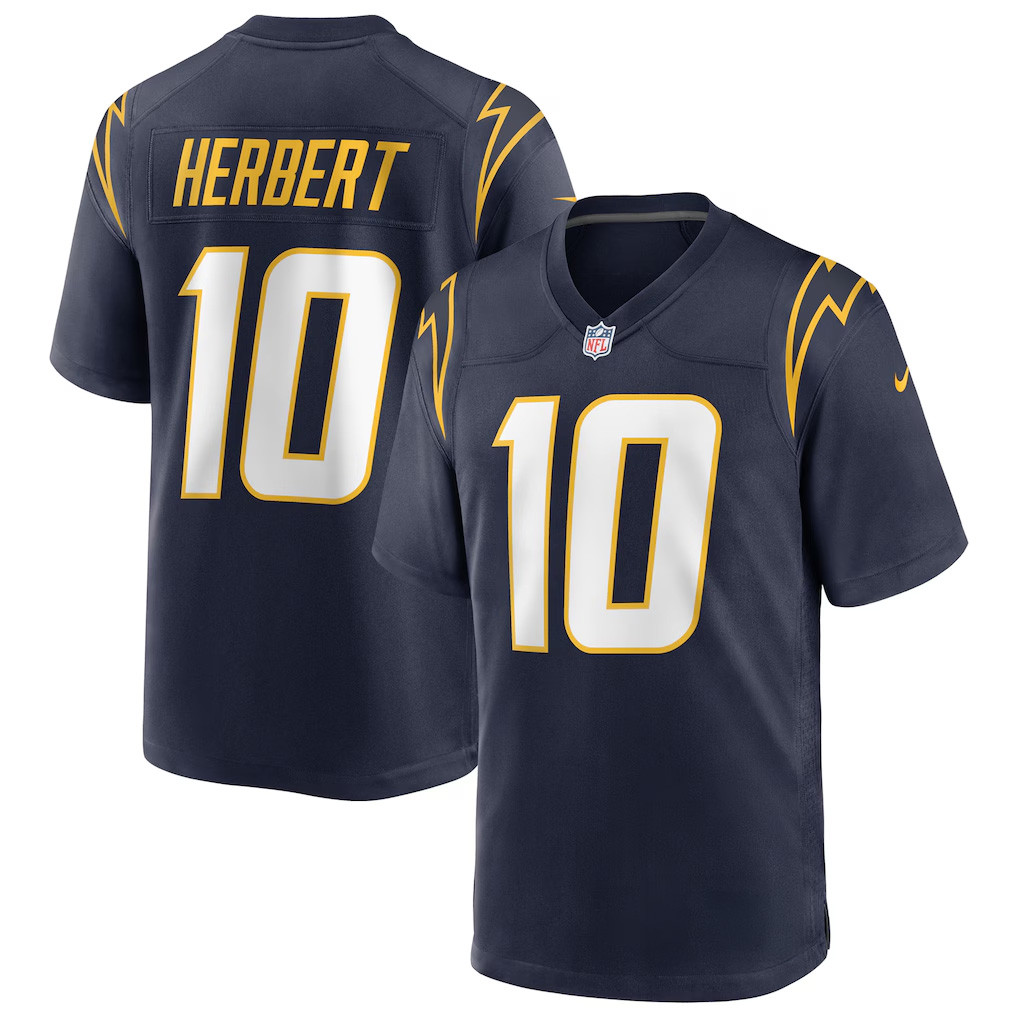 Justin Herbert Jersey Shirt Los Angeles Chargers Merch Alternate Game Jersey Football Fan Gear - Kdjoy