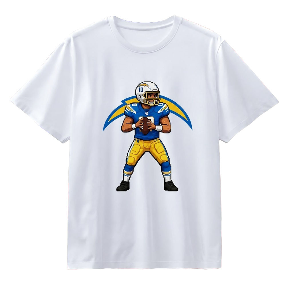Justin Herbert Los Angeles Chargers Pixel Art T Shirt LA Chargers Merch Gifts For Football Fan - Kdjoy