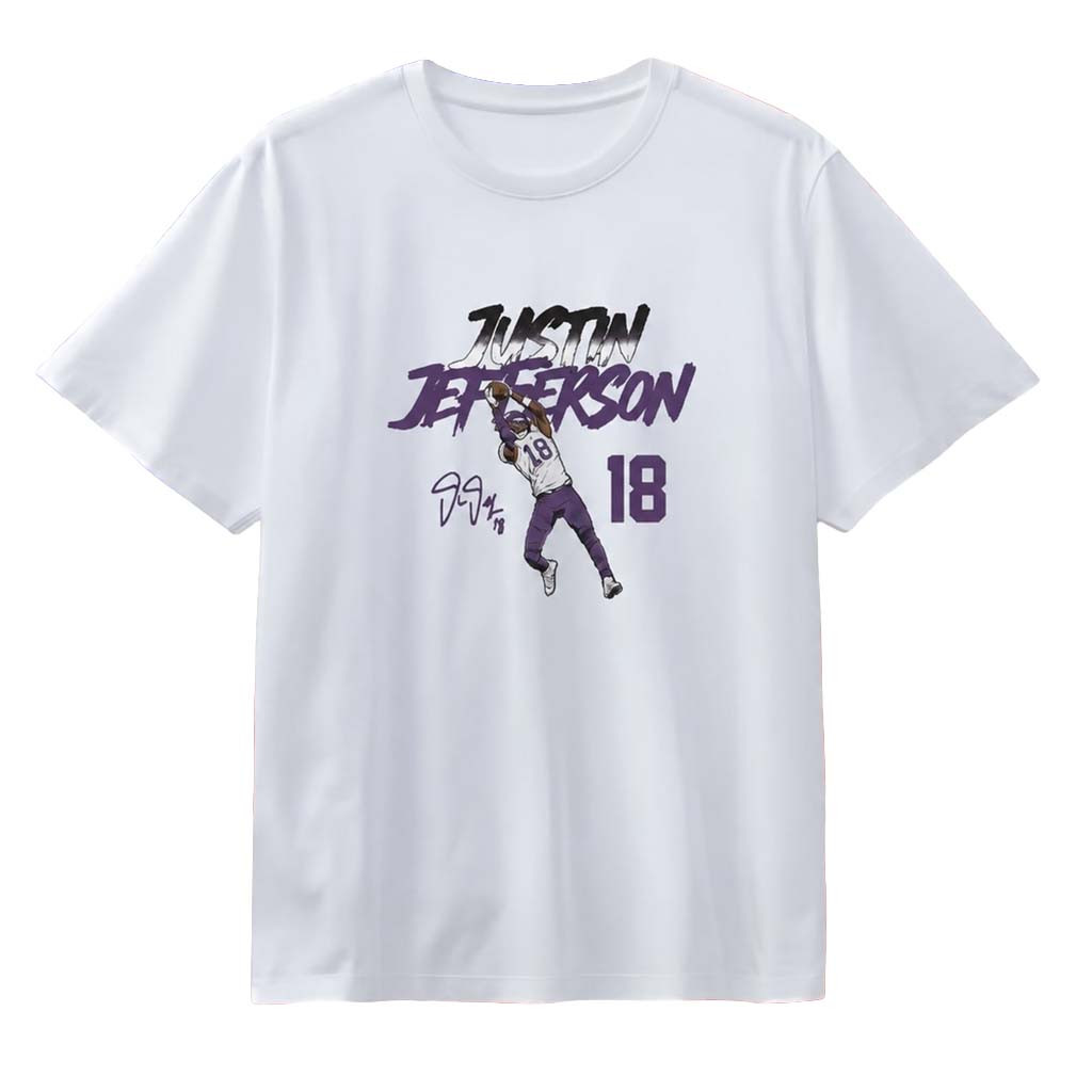 Justin Jefferson Pose Signature Minnesota Vikings T-Shirt Justin Jefferson Merch Gifts For Fans - Kdjoy
