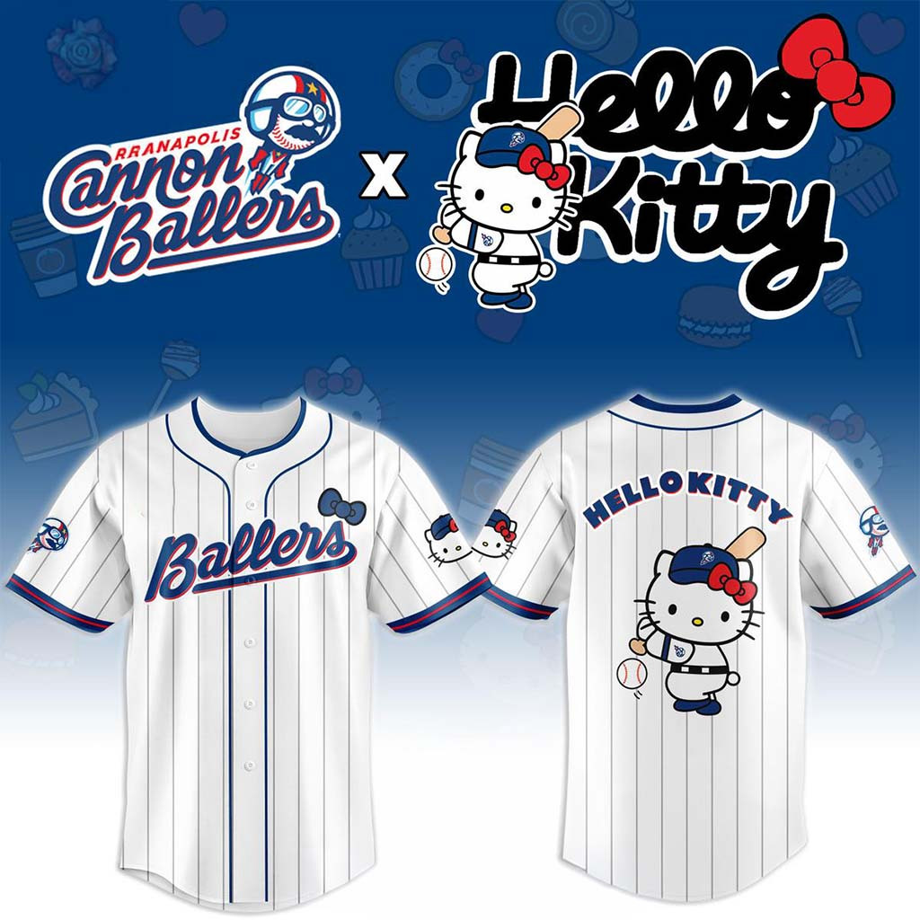 Kannapolis Cannon Ballers X Hello Kitty Classic Striped 2026 Night Game Jersey Ballers Merch - Kdjoy