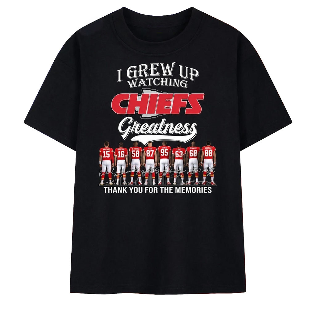 Kansas City Chiefs Merch I Grew Up Watching Chiefs Greatness Signatures 2026 T-Shirt Fan Gear - Kdjoy