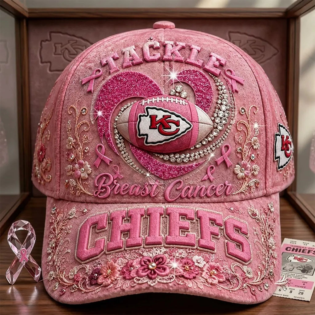 Kansas City Chiefs Merch X Breast Cancer Awareness Hat KC Chiefs Gears Gifts For Women - Kdjoy