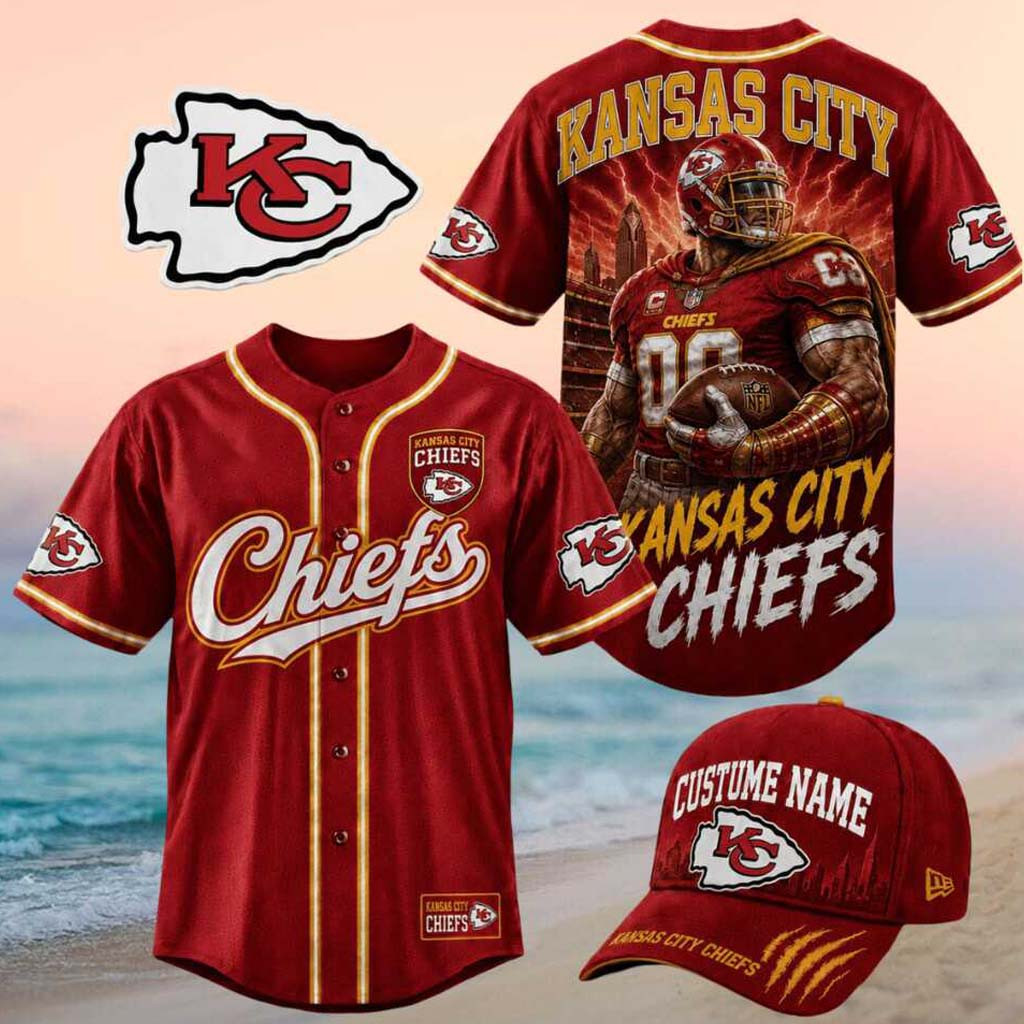 Kansas City Chiefs Muscle Player Graphic Football Baseball Jersey Kansas City Football Merch