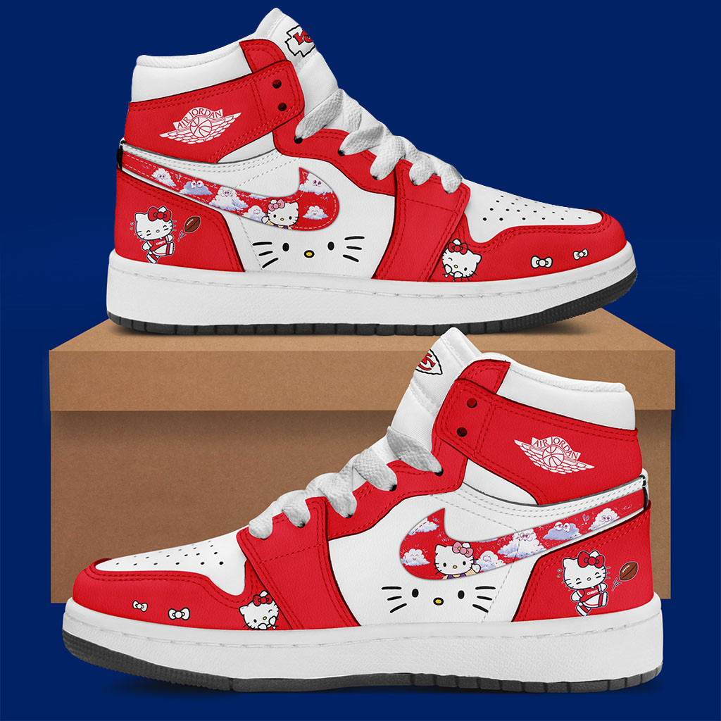 Kansas City Chiefs X Hello Kitty Shoes Sneakers 2026 KC Chiefs Merch Cute Gift For Her - Kdjoy