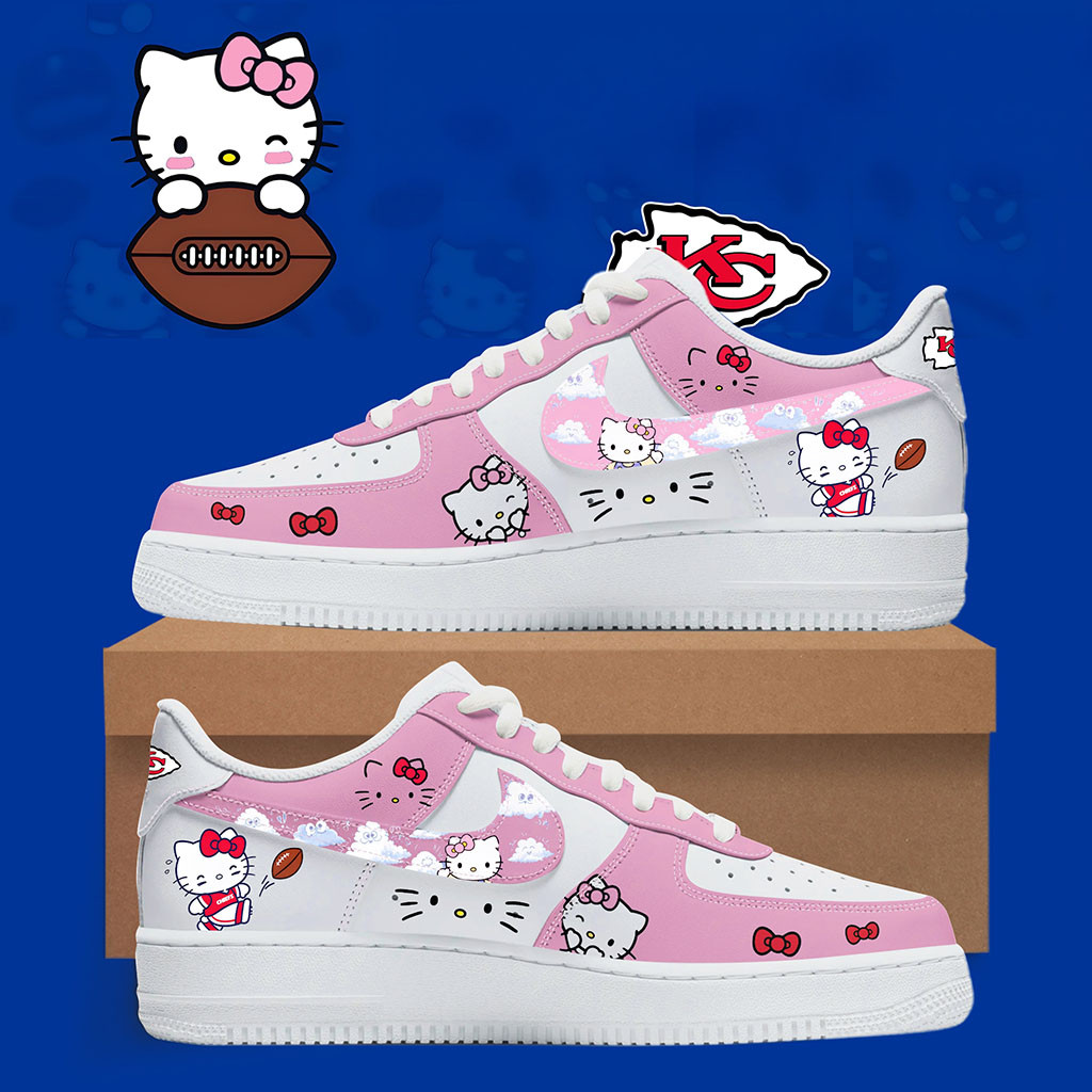 Kansas City Chiefs X Hello Kitty Sneakers 2026 Football Fan Shoes KC Chiefs Merch Cute Gifts - Kdjoy