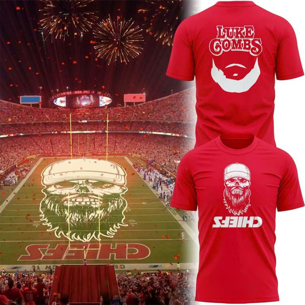 Kansas City Chiefs X Luke Combs Skull-Beard T-Shirt KC Chiefs Merch Gift For Music Lovers - Kdjoy Kansas City Chiefs X Luke Combs Skull-Beard T-Shirt KC Chiefs Merch Gift For Music Lovers - Kdjoy