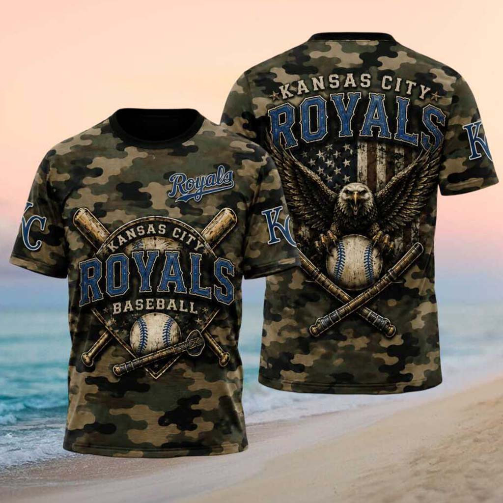 Kansas City Royals Bald Eagle American Flag Camo Patriotic T-Shirt KC Royals Merch Fan Gifts Kansas City Royals Bald Eagle American Flag Camo Patriotic T-Shirt KC Royals Merch Fan Gifts