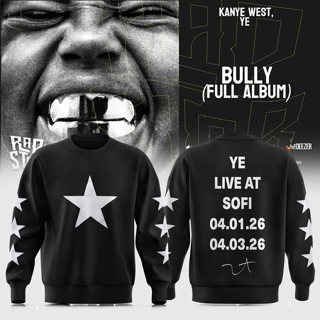 Kanye West Merch 2026 Ye Live Concert Tour Star Sweatshirt Black Gifts For Rapper Fan - Kdjoy Kanye West Merch 2026 Ye Live Concert Tour Star Sweatshirt Black Gifts For Rapper Fan - Kdjoy