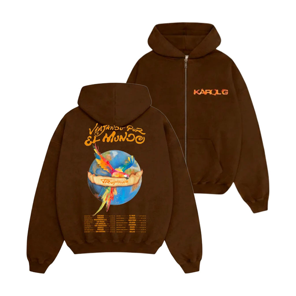 Karol G Merch 2026 Viajando Por El Mundo Admat Zip Hoodie Karol G Concert Merch Gift For Fans - Kdjoy