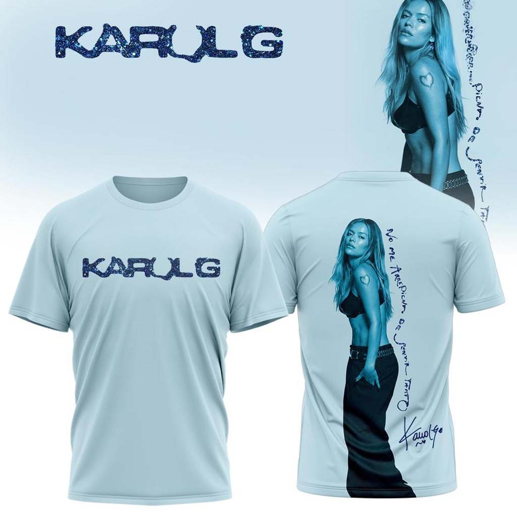 Karol G Merch Album No Me Arrepiento de Sentir Tanto 2026 T-Shirt Blue Best Gifts For Music Lovers