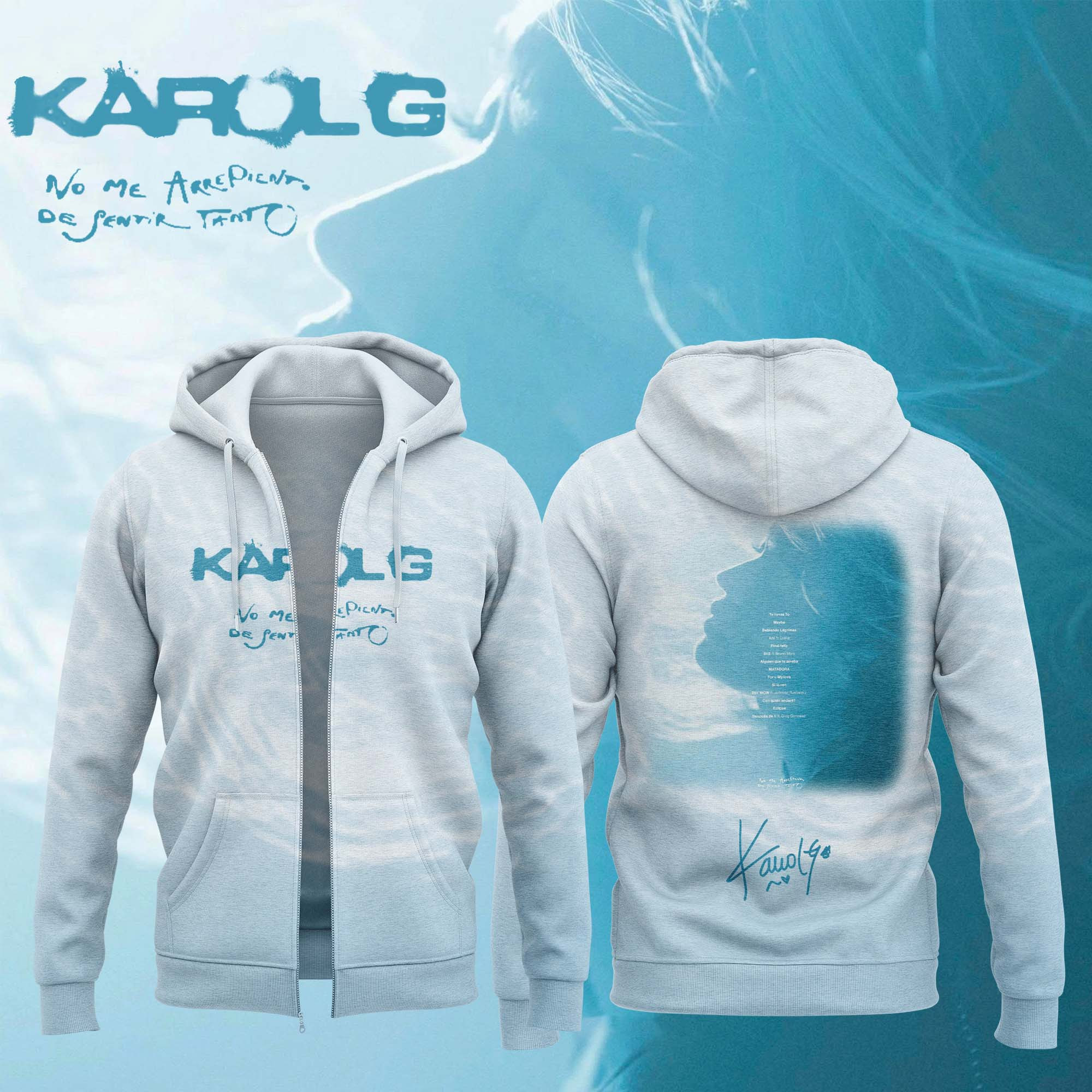 Karol G No Me Arrepiento De Sentir Tanto Signed Zip Hoodie Concert Clothes Karol G Fans Gifts - Kdjoy Karol G No Me Arrepiento De Sentir Tanto Signed Zip Hoodie Concert Clothes Karol G Fans Gifts - Kdjoy