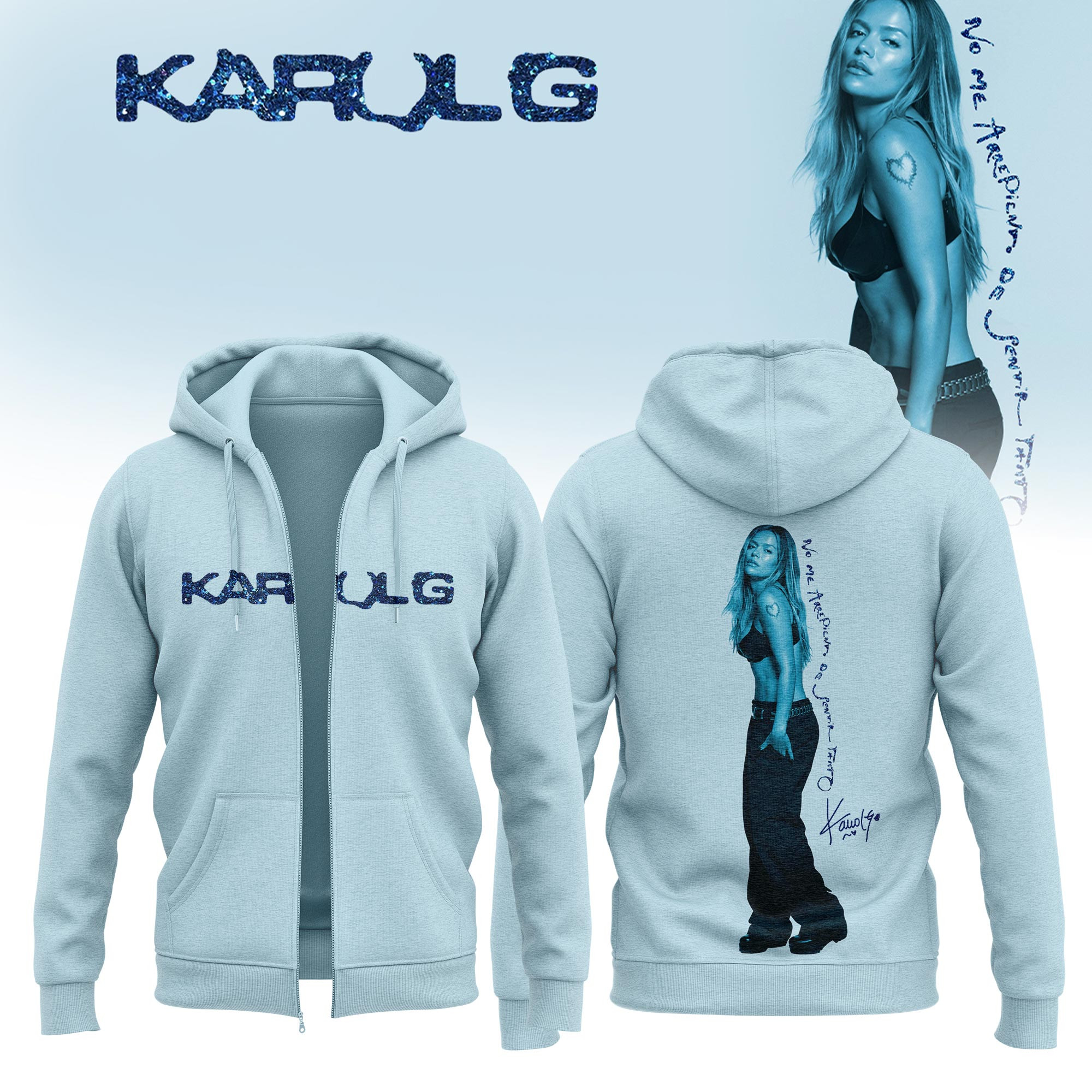 Karol G No Me Arrepiento De Sentir Tanto Signed Zip Hoodie Karol G Tour Clothes Fans Gifts - Kdjoy