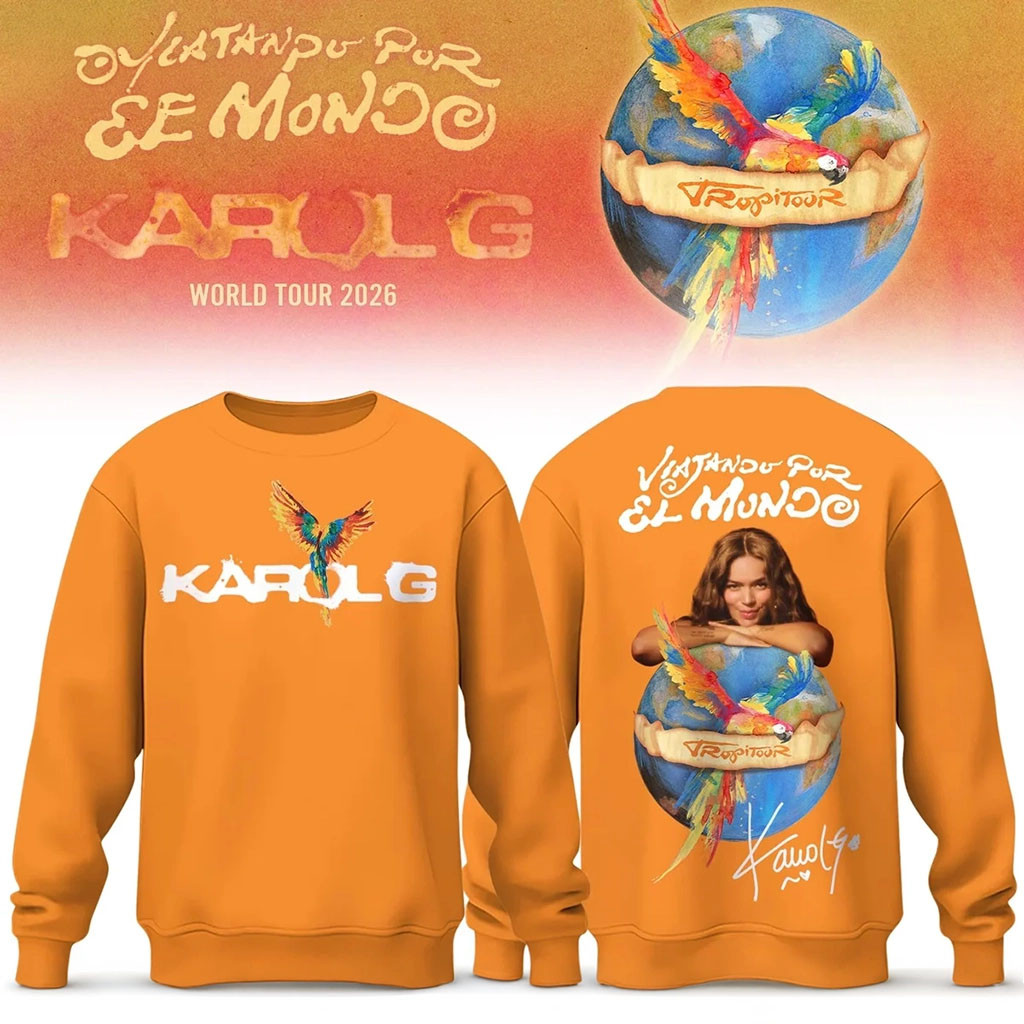 Karol G Viajando Por El Mundo Tropitour 2026 Sweatshirt Karol G Merch Gift For Music Lovers - Kdjoy