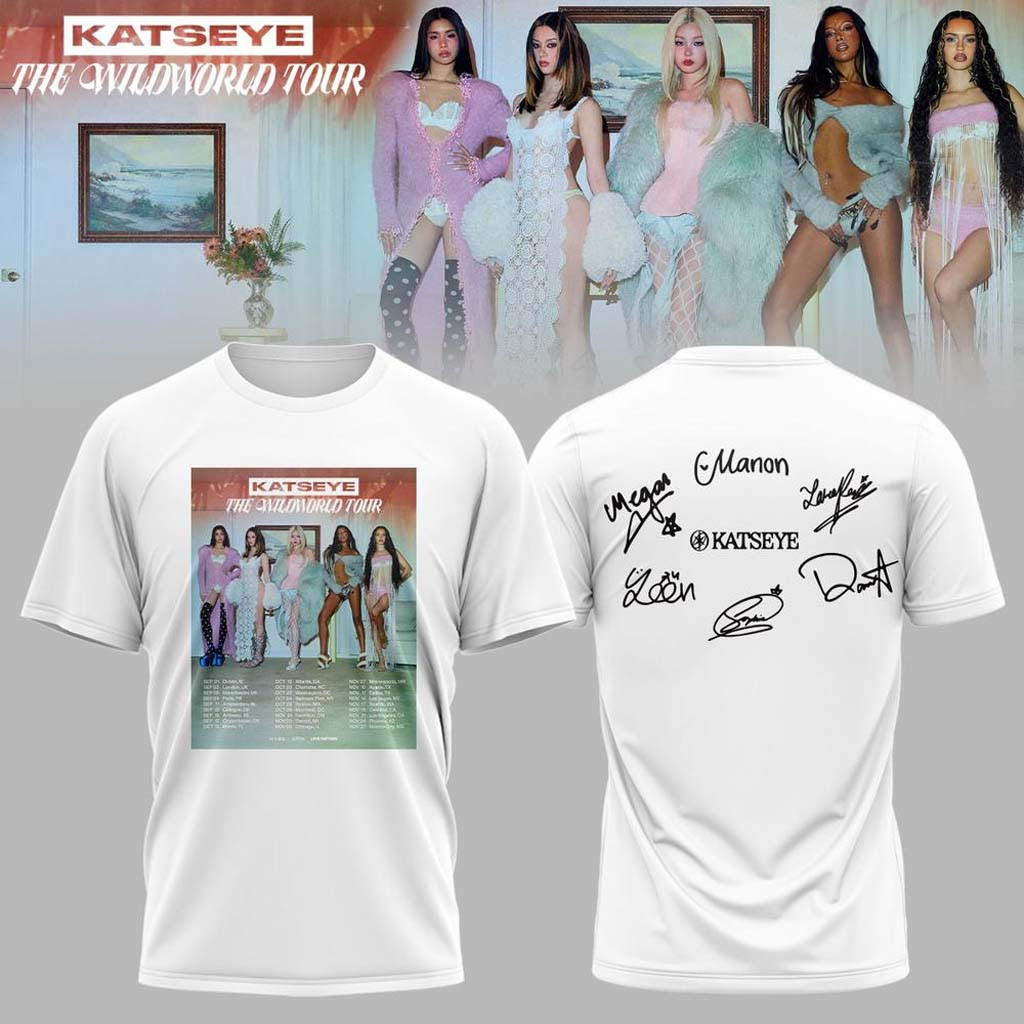 KATSEYE x The Wildworld Tour 2026 Signature Shirt White KATSEYE Merch Gifts For Best Friends