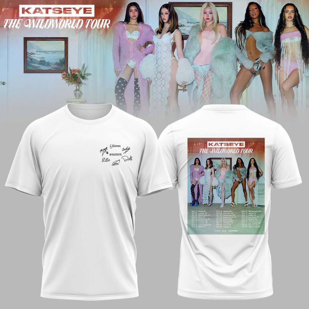 KATSEYE x The Wildworld Tour 2026 Signature Shirt White KATSEYE Merch Gifts For Her