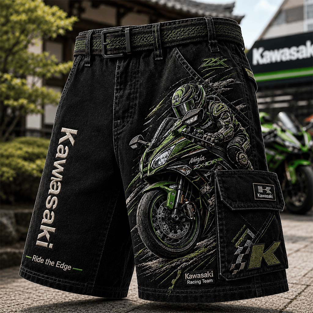 Kawasaki Merch Ride Edge Shorts Kawasaki Racing Team Apparel Best Gifts For Son