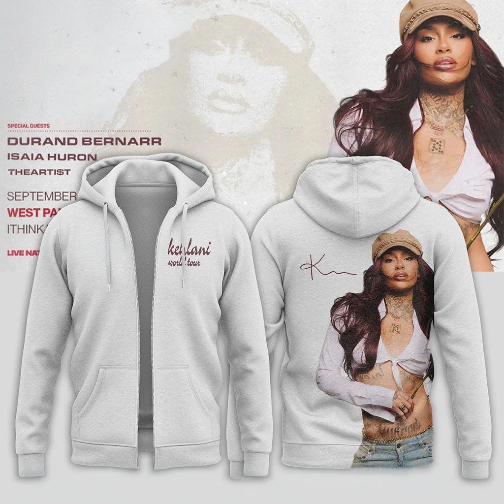 Kehlani World Tour 2026 Portrait Signature Zip Hoodie Kehlani Merch Present For Music Fans