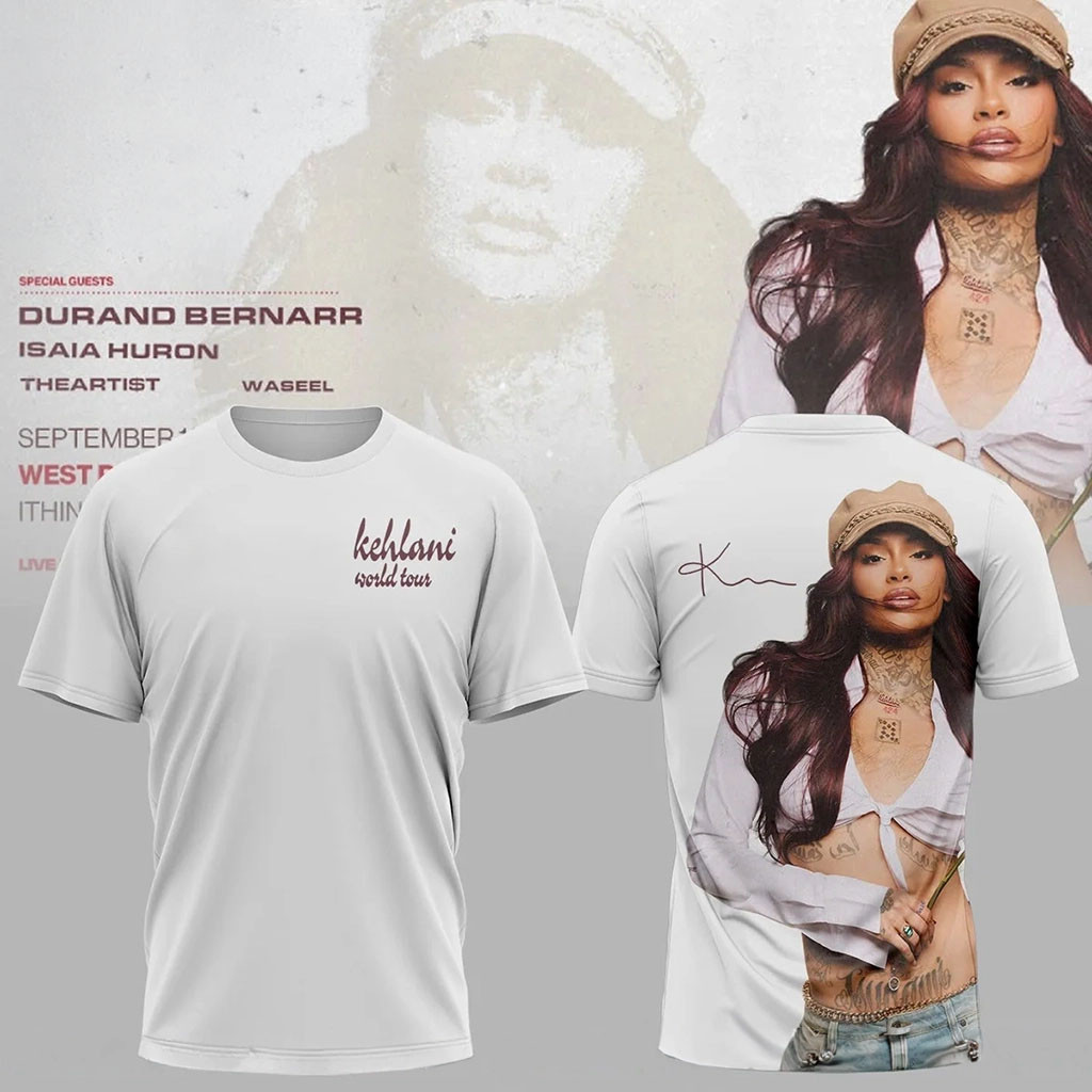 Kehlani World Tour Merch 2026 Portrait Signature T-Shirt Kehlani Merch Best Gift For Fans - Kdjoy