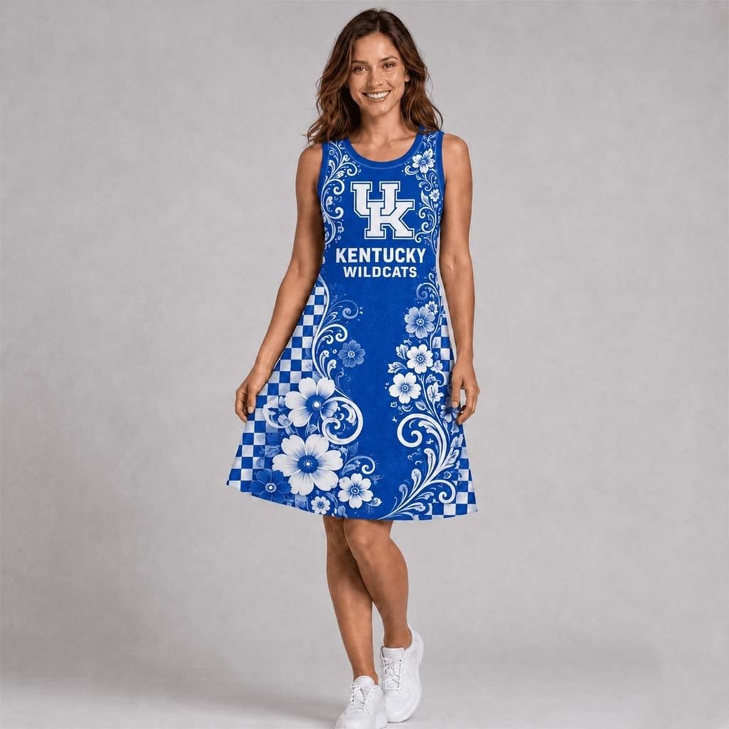 Kentucky Wildcats Sporty Floral Elegance Women's Sleeveless Dress Wildcats Merch Gifts For Fans - Kdjoy