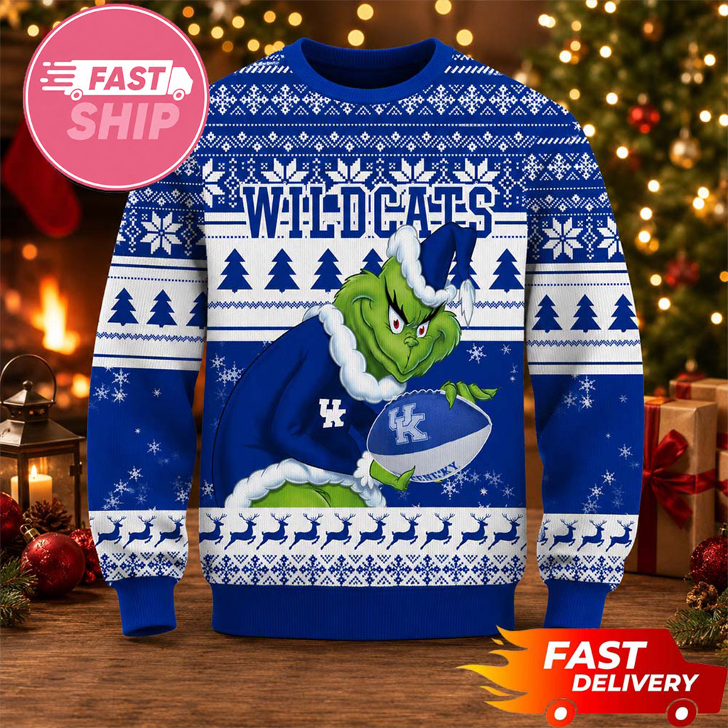 Kentucky Wildcats x Grinch Christmas Ugly Sweater Wildcats Merch Gifts For Football Fan - Kdjoy Kentucky Wildcats x Grinch Christmas Ugly Sweater Wildcats Merch Gifts For Football Fan - Kdjoy