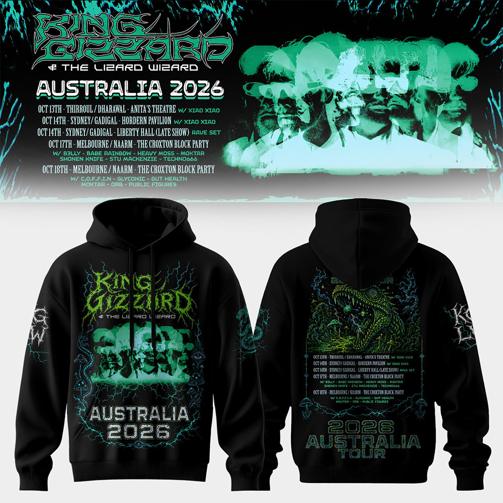 King Gizzard And The Lizard Wizard Merch Australia Tour 2026 Hoodie Rock Band Fan Clothing Gift - Kdjoy