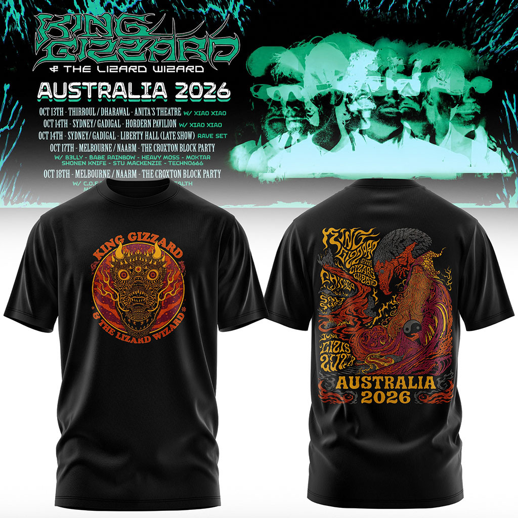 King Gizzard And The Lizard Wizard Merch Australia Tour 2026 T-Shirt Gift For Rock Lover - Kdjoy