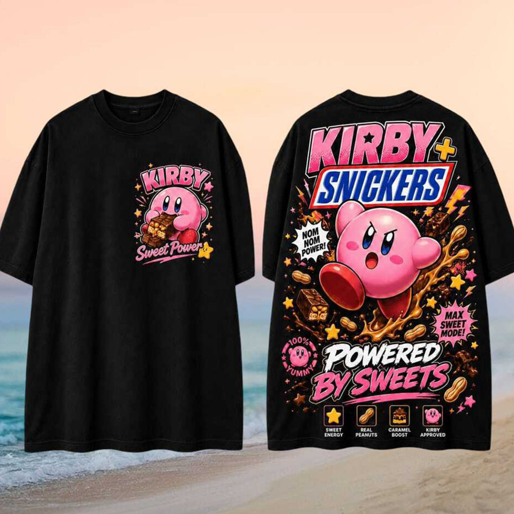 Kirby Snickers Powered By Sweets Chocolate Lover Shirt Kirby Merch Cute Gifts For Gamers - Kdjoy Kirby Snickers Powered By Sweets Chocolate Lover Shirt Kirby Merch Cute Gifts For Gamers - Kdjoy