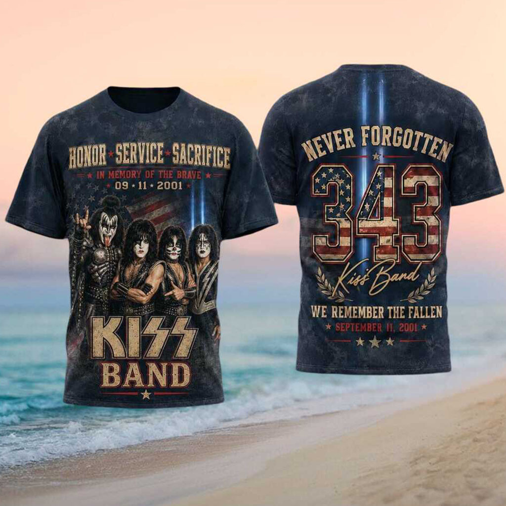 Kiss Band 911 Memorial Never Forgotten Shirt KISS Merch 9 11 Clothing Gift For Patriots - Kdjoy