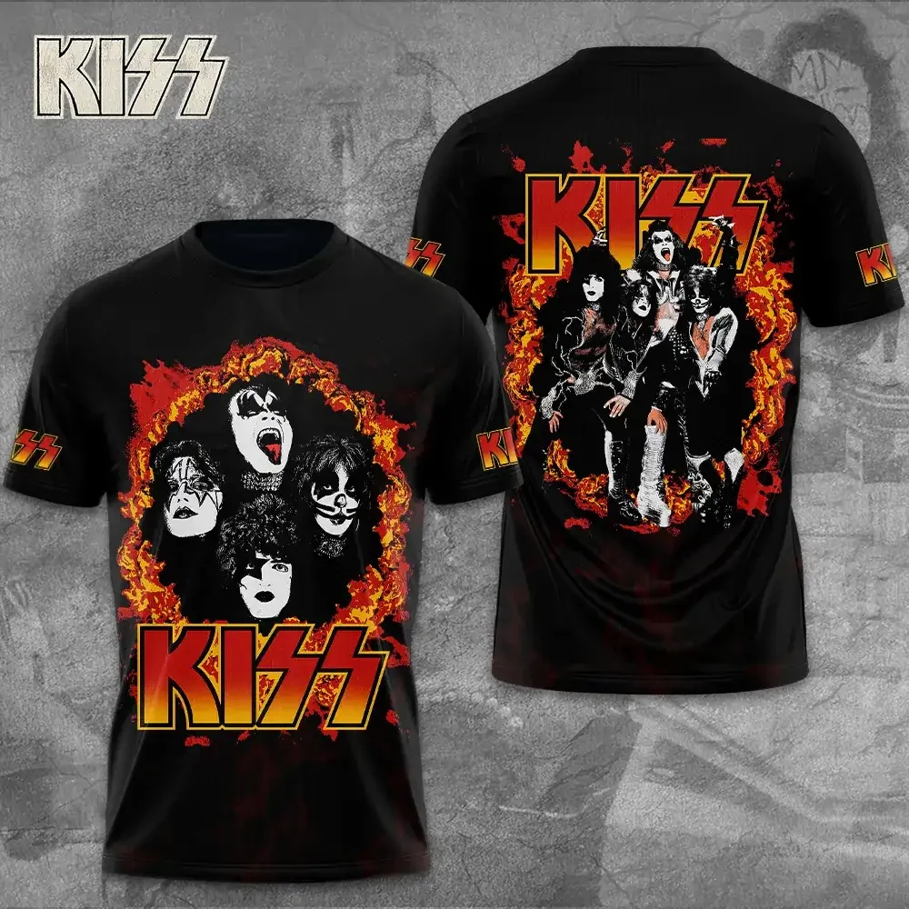 KISS Classic Rock Band Fire Flames T-Shirt KISS Merch Vintage Music Fan Gift - Kdjoy