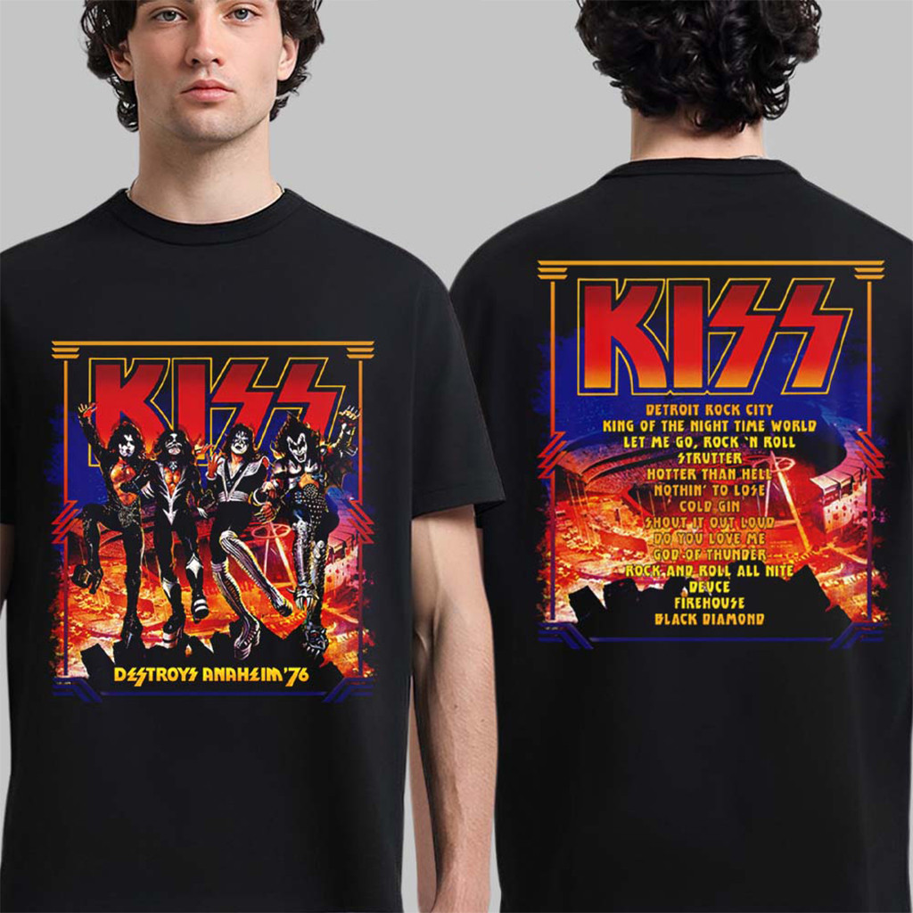Kiss Destroys Anaheim 76 Album T-Shirt Kiss Merch Birthday Gift Ideas For Him - Kdjoy