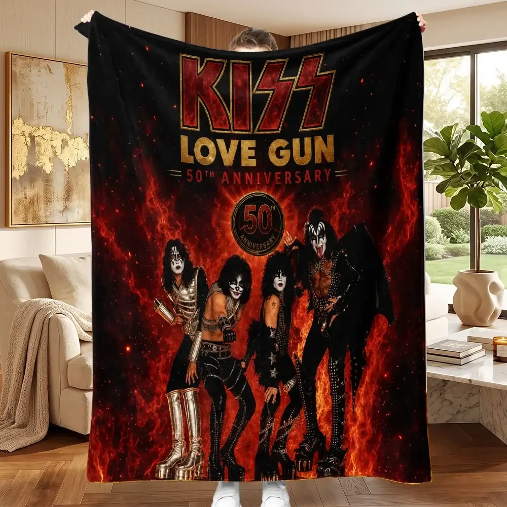 KISS Love Gun 50th Anniversary Blanket KISS Merch Best Gifts For Rock Fans - Kdjoy