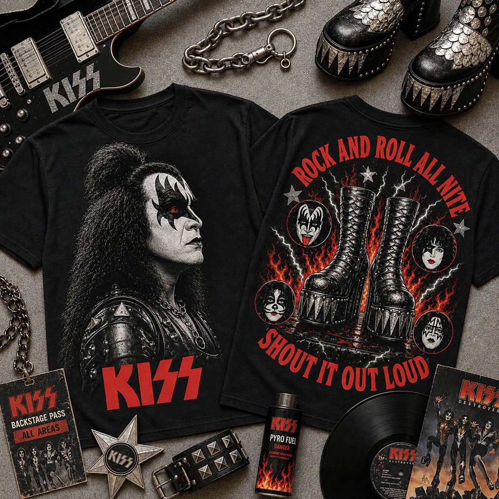 KISS Rock And Roll All Nite Front And Back Graphic Shirt KISS Merch Rock Fans Gifts