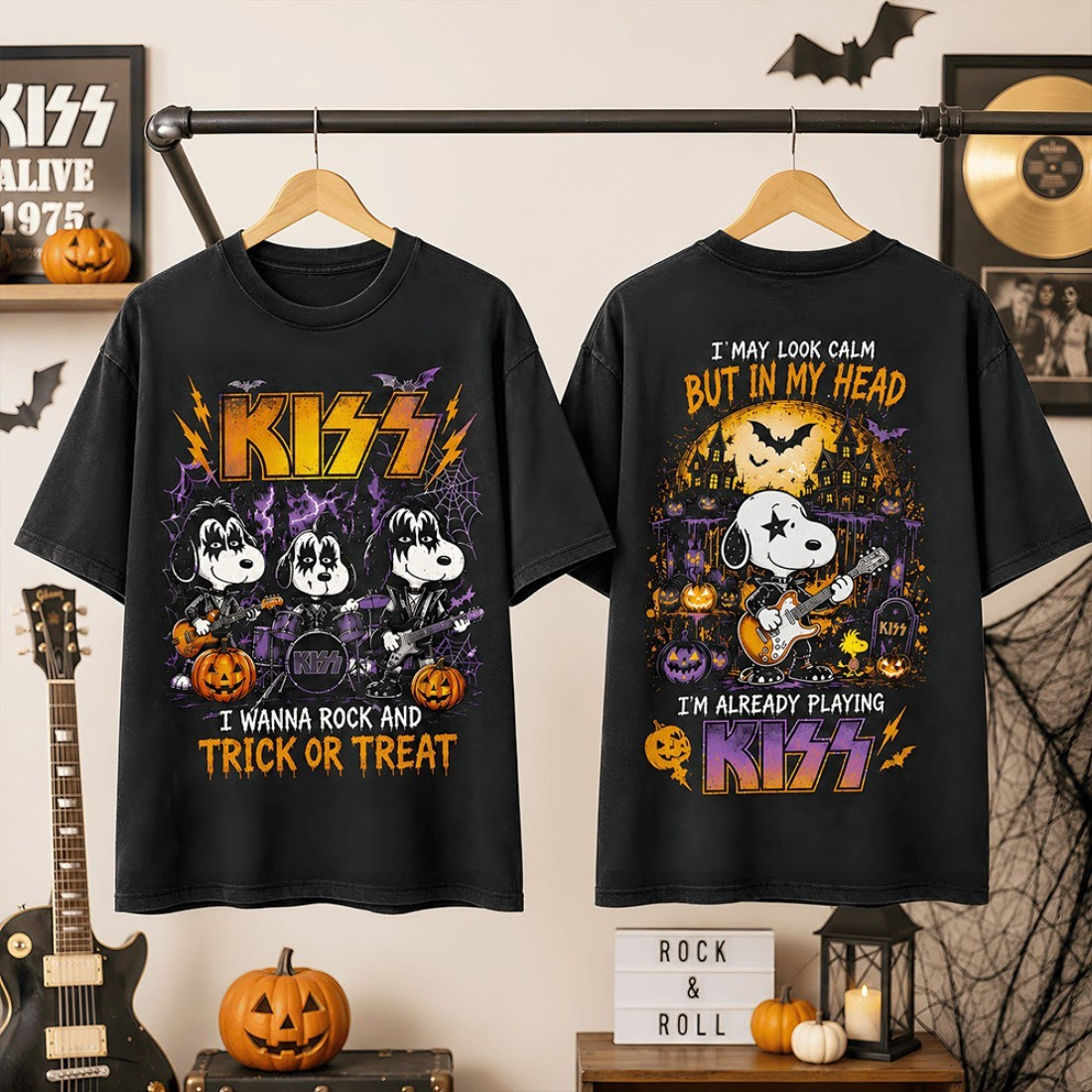 KISS Snoopy Halloween Rock Band Trick Or Treat T-Shirt KISS Merch Gifts For Halloween - Kdjoy KISS Snoopy Halloween Rock Band Trick Or Treat T-Shirt KISS Merch Gifts For Halloween - Kdjoy