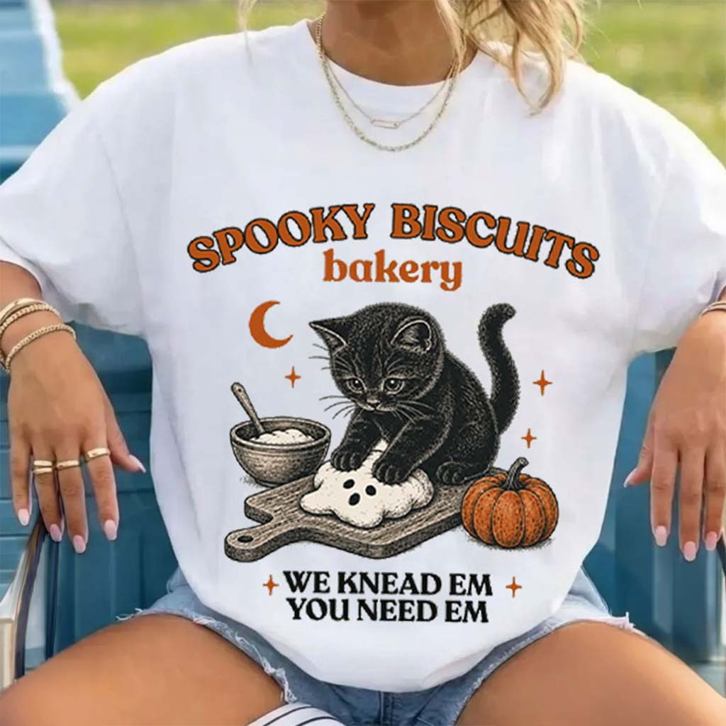 Kitty Spooky Biscuits Bakery T-Shirt We Knead Em You Need Em Shirt Cute Halloween Gift - Kdjoy Kitty Spooky Biscuits Bakery T-Shirt We Knead Em You Need Em Shirt Cute Halloween Gift - Kdjoy