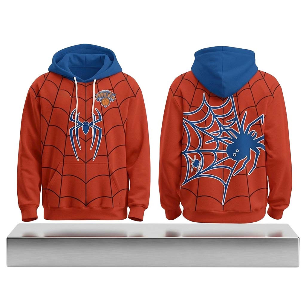 Knicks x Spider Man Hoodie New York Knicks Merch Best Gift For A Basketball Fan - Kdjoy