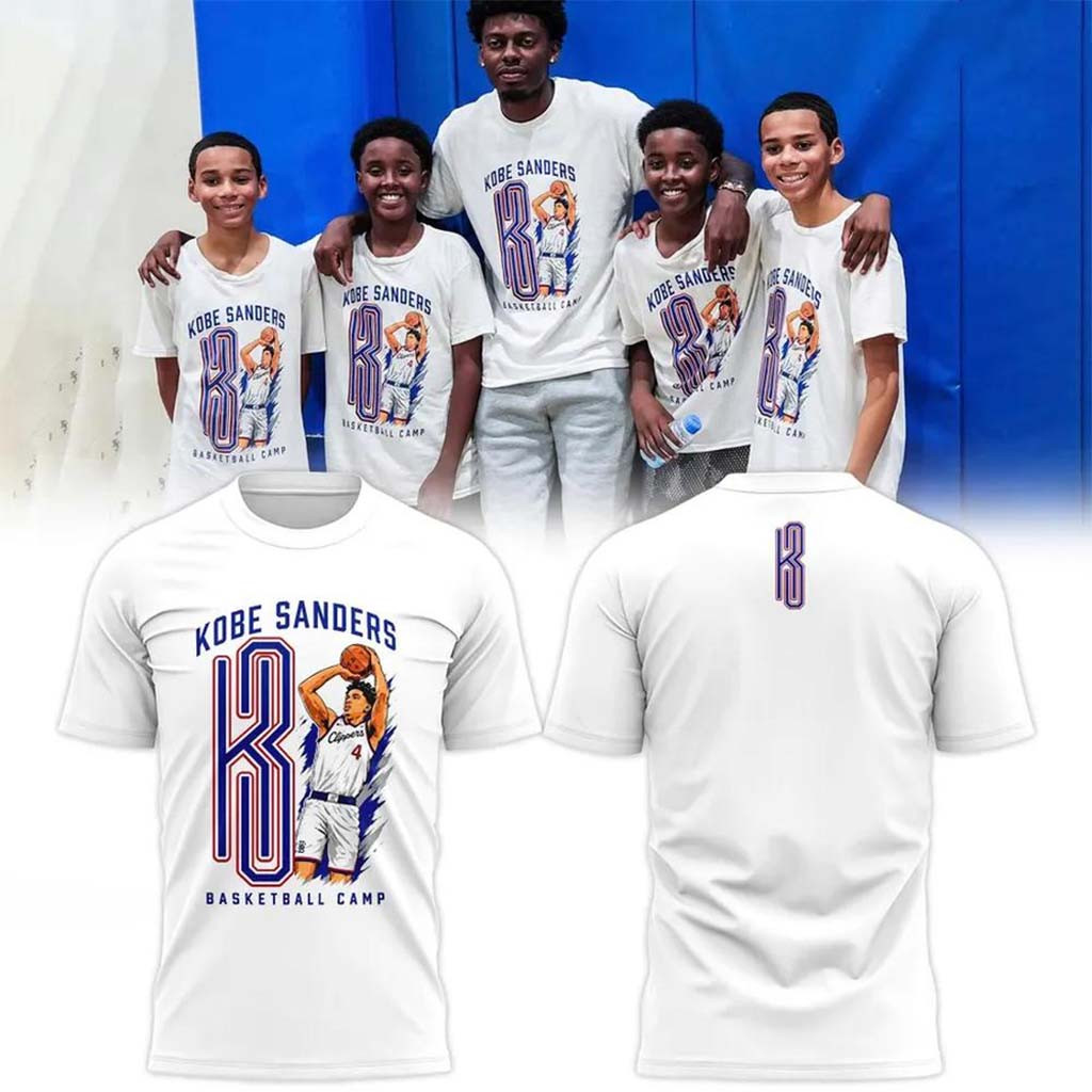 Kobe Sanders 2026 Basketball Camp White T-Shirt Kobe Sanders LA Clippers Merch Fan Gifts - Kdjoy Kobe Sanders 2026 Basketball Camp White T-Shirt Kobe Sanders LA Clippers Merch Fan Gifts - Kdjoy