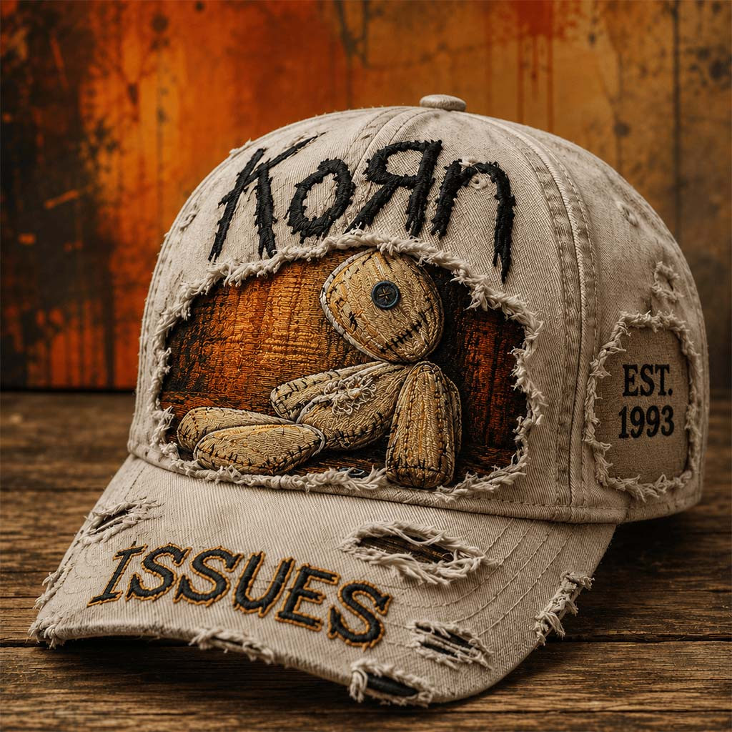 Korn Issues Hat Distressed Voodoo Doll Cap Korn Band Merch Presents For Music Lovers - Kdjoy