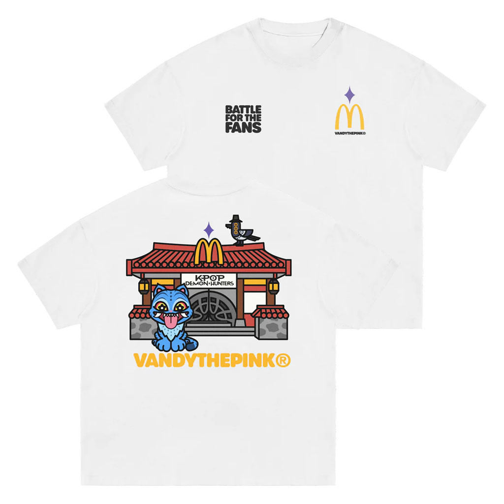 KPop Demon Hunters X McDonald's X VANDYTHEPINK Merch 2026 Battle For The Fans T-Shirt White - Kdjoy