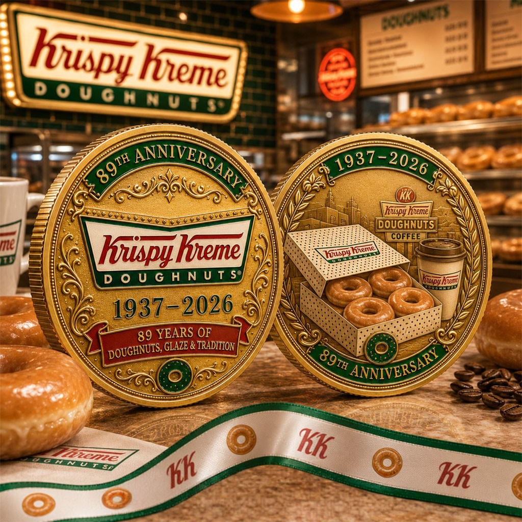 Krispy Kreme 89th Anniversary Vintage Doughnut Box Commemorative Coin Present For Friends - Kdjoy