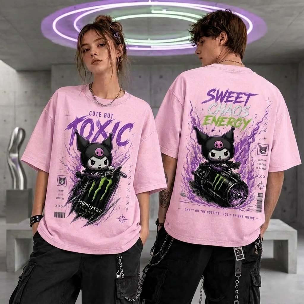 Kuromi Monster Energy Kawaii Goth T-Shirt Sweet Chaos Energy Shirt Kawaii Gift For Friends - Kdjoy