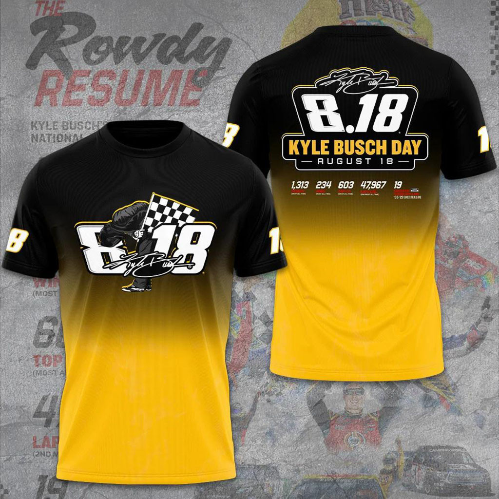 Kyle Busch NASCAR Rowdy Resume Career Stats Graphic T-Shirt Kyle Busch Merch Gifts For F1 Fan - Kdjoy