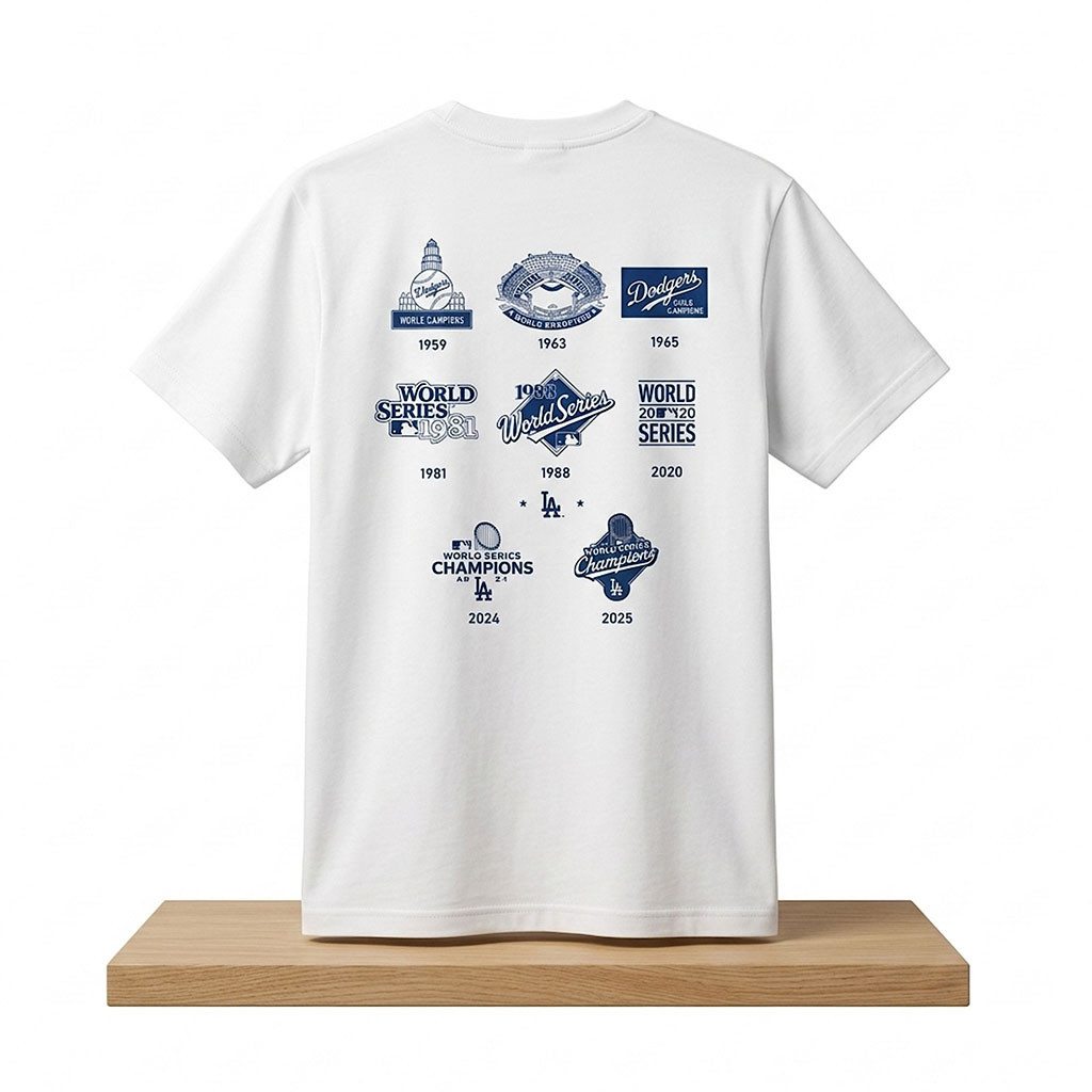 LA Dodgers World Series Championship Years Shirt Los Angeles Dodgers Merch Gifts For Fans - Kdjoy LA Dodgers World Series Championship Years Shirt Los Angeles Dodgers Merch Gifts For Fans - Kdjoy