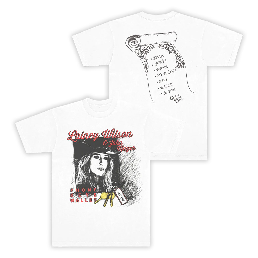 Lainey Wilson Merch 2026 Phone Keys Wallet White T-Shirt X One Of These Days Clothing For Fans - Kdjoy Lainey Wilson Merch 2026 Phone Keys Wallet White T-Shirt X One Of These Days Clothing For Fans - Kdjoy