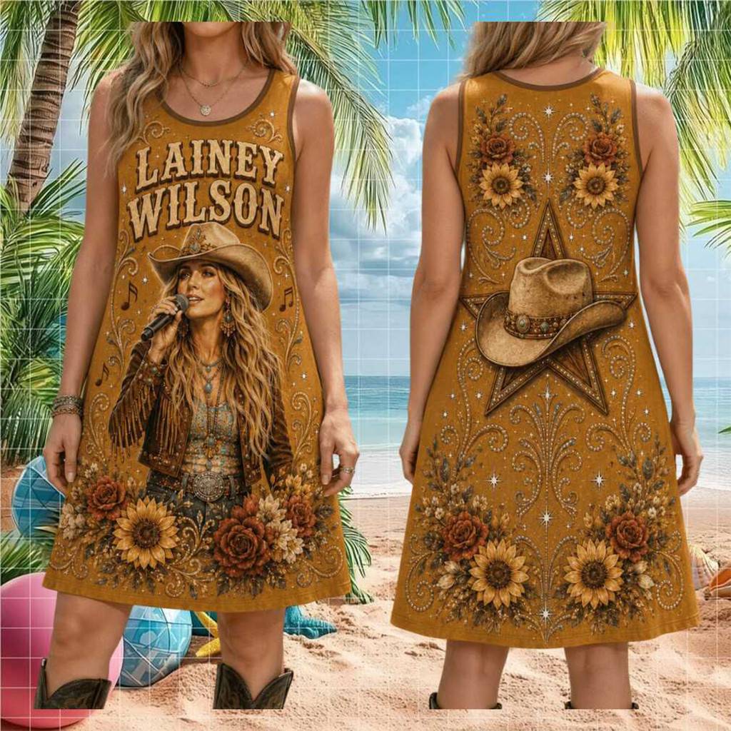 Lainey Wilson Wildflowers Cowboy Hat Sleeveless Dress Lainey Wilson Merch Best Gift For Her - Kdjoy
